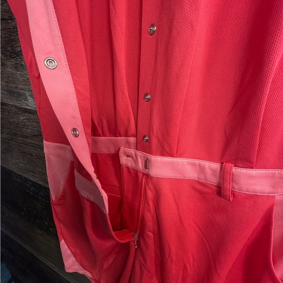 Galvin Green Coral Pink Sleeveless Golf Polo Romper with Waist Detail - Picture 8 of 13